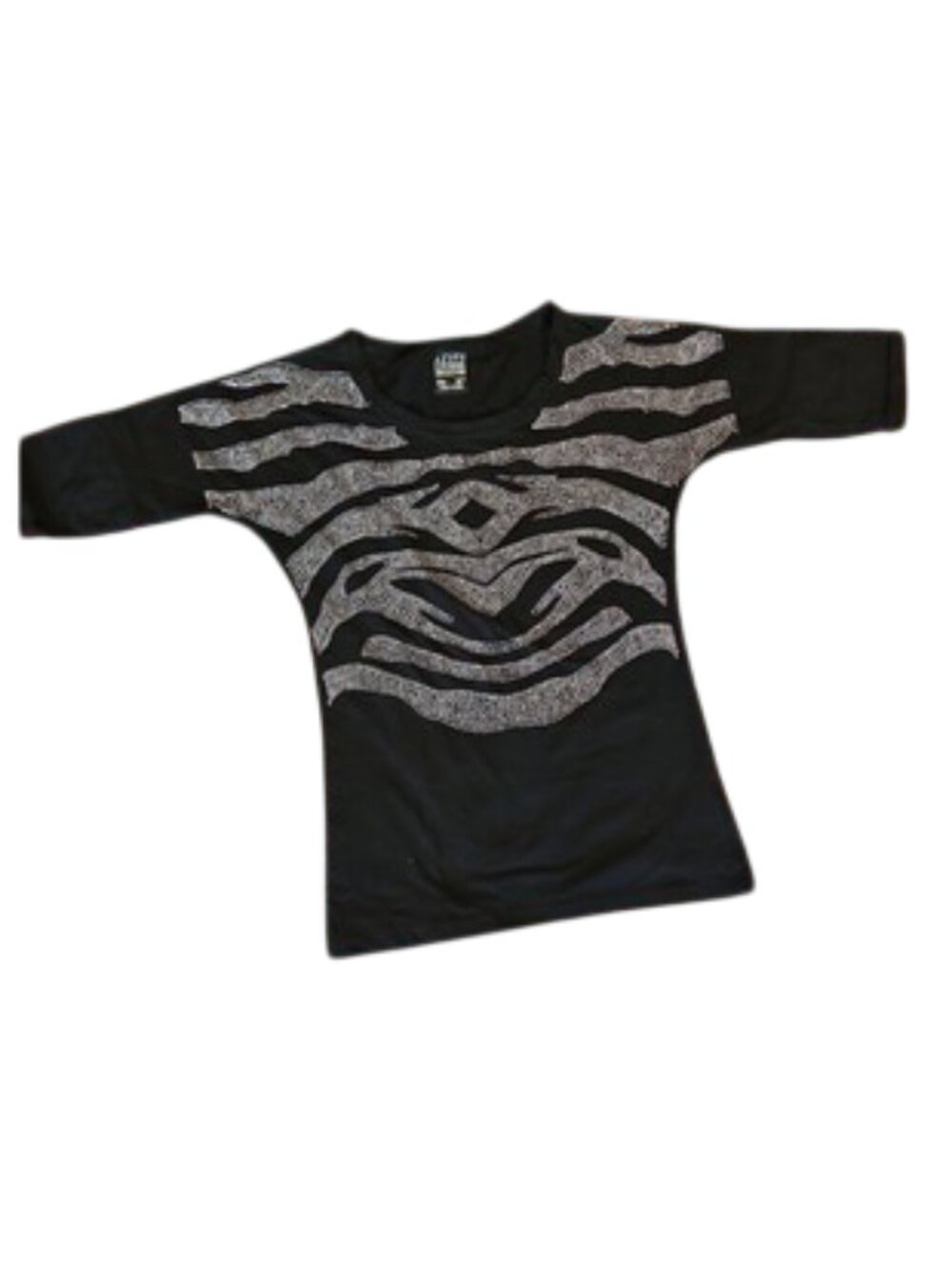 Zara Evening Collection Rhinestone (metal) Print Tee, M